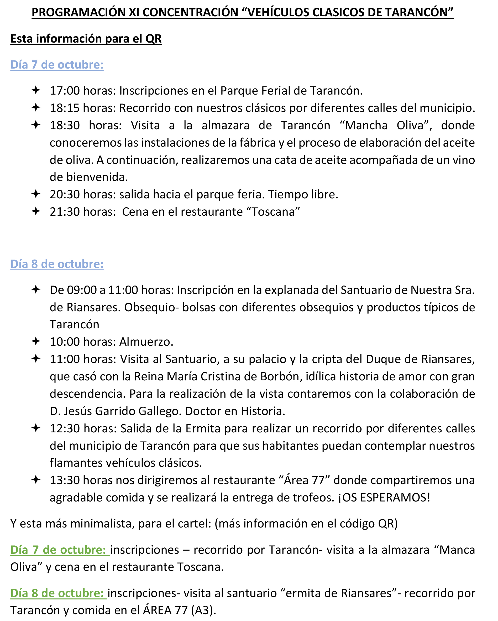 Carta de asociacion coches clasicos en TARANCON, Cuenca — página 1